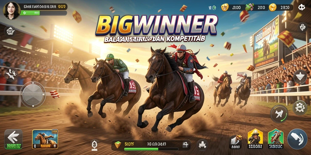 Gambaran menarik dari gameplay balapan di BIGWINNER.