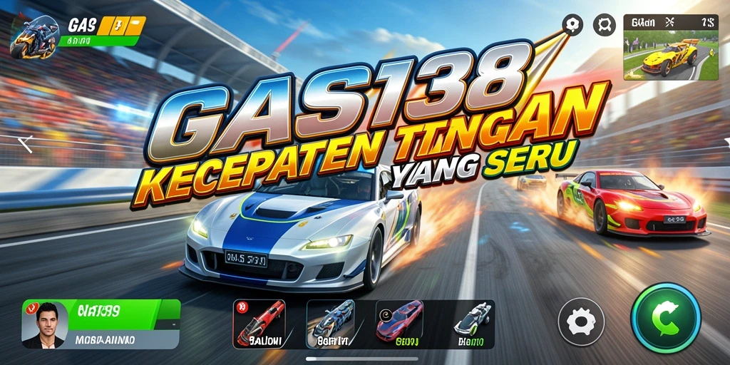 Screenshot aksi balapan seru di GAS138 dengan mobil dan trek yang menarik.