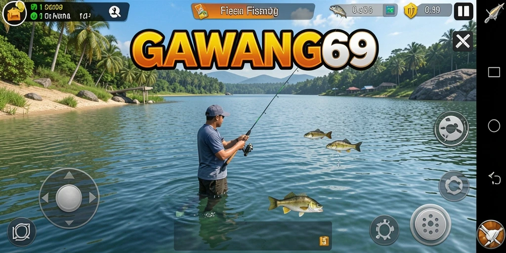 Screenshot gameplay GAWANG69 menampilkan aksi memancing yang mendebarkan.