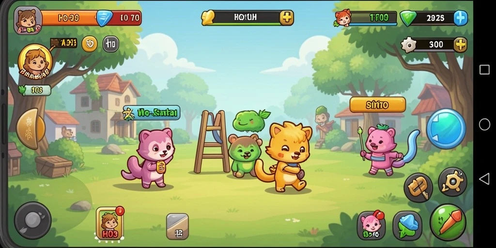 Screenshot gameplay H03 menampilkan aktivitas idle yang asyik dan menghibur.