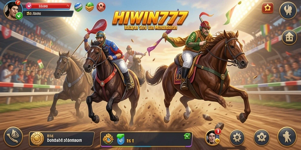 Screenshot dari gameplay HIWIN777 yang menggambarkan aksi balapan seru.