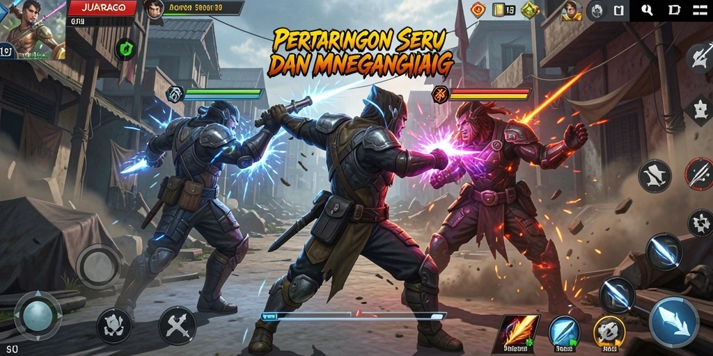 Gameplay JUARAGO yang seru dengan aksi pertarungan yang intens.