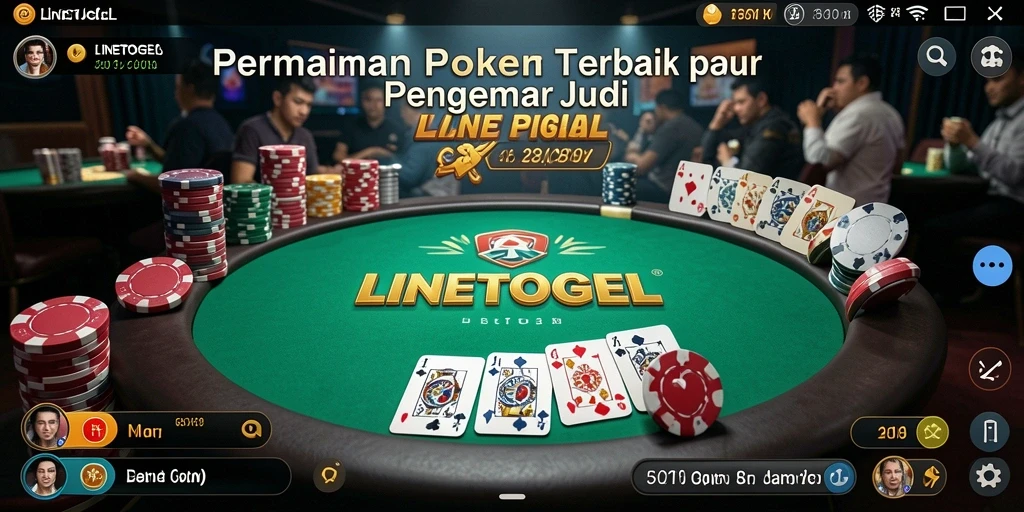 Screenshot gameplay LINETOGEL menampilkan suasana seru poker yang mendebarkan.