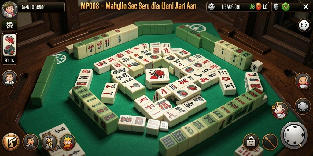 Tampilan menarik dari gameplay MPO08 dengan ubin Mahjong berwarna-warni.