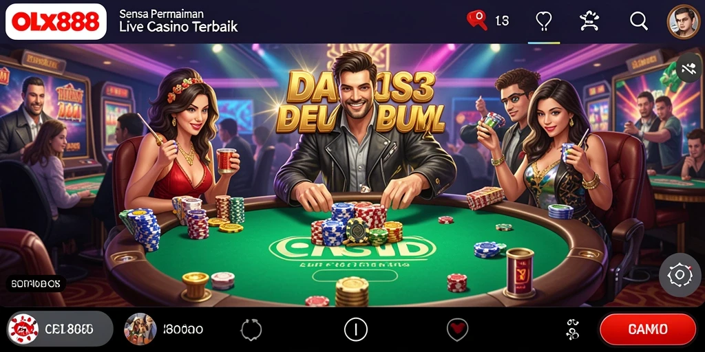 Screenshot gameplay OLX888 menampilkan suasana kasino yang menarik dan interaktif.