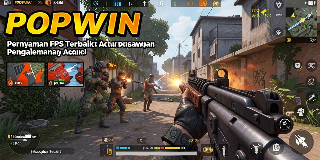 Screenshot gameplay menampilkan aksi tembak-menembak intens di POPWIN.