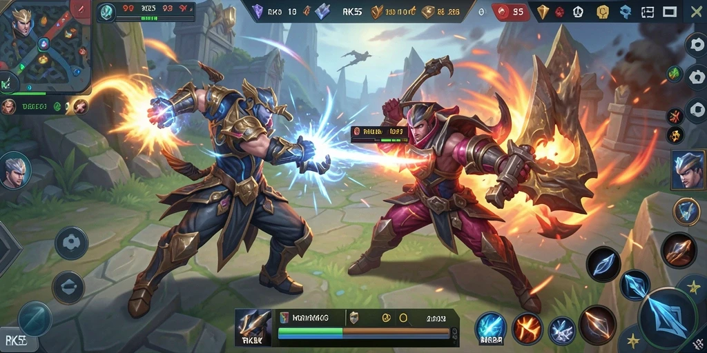 Gameplay RK55 menampilkan pertarungan tim yang seru dan strategis.